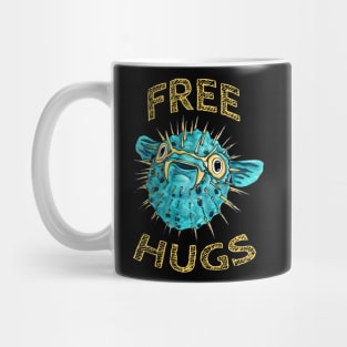 Cute free hugs puffer fish, funny blowfish Mug